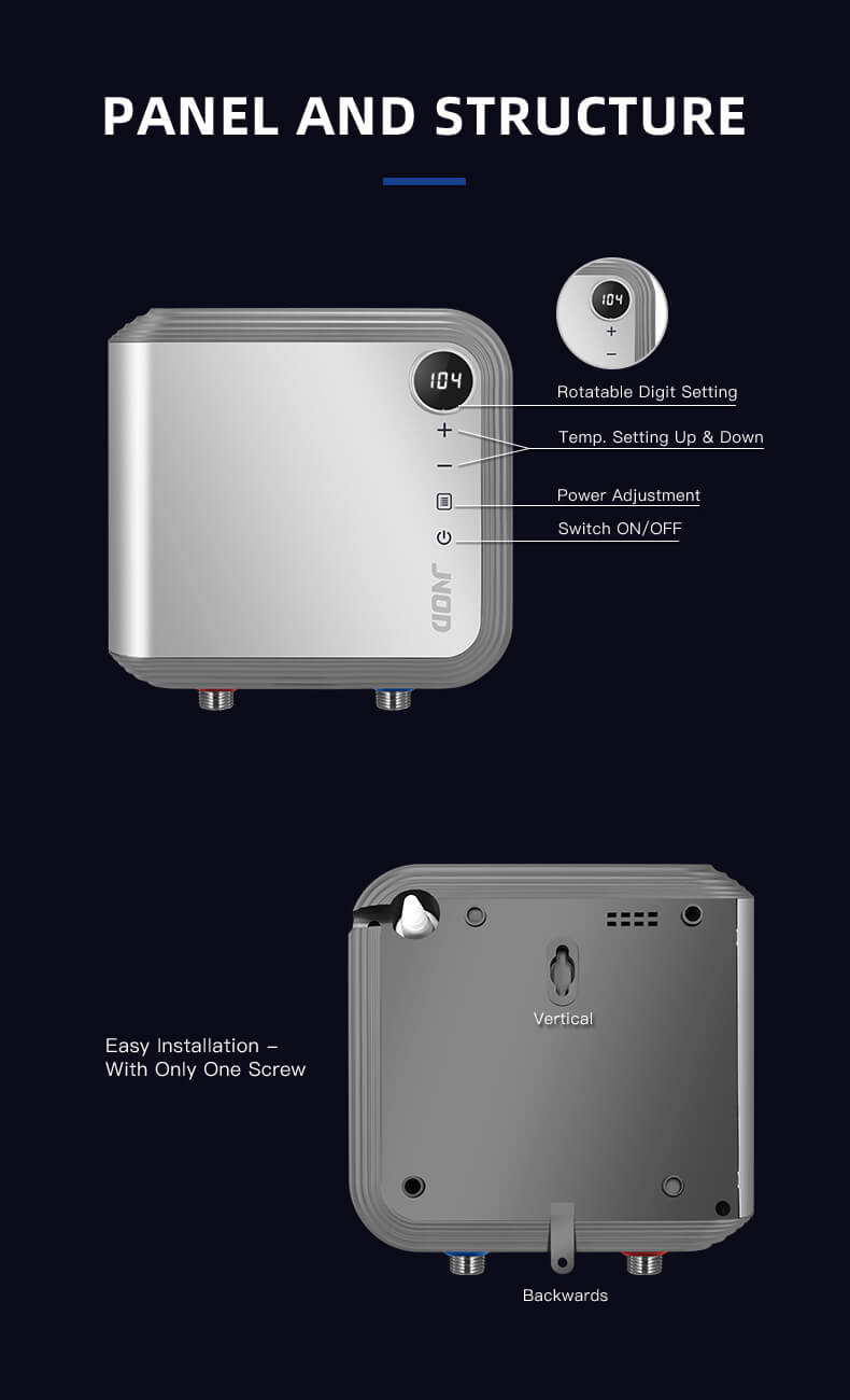 parts descriptions of the JNOD compact electric water heater 01