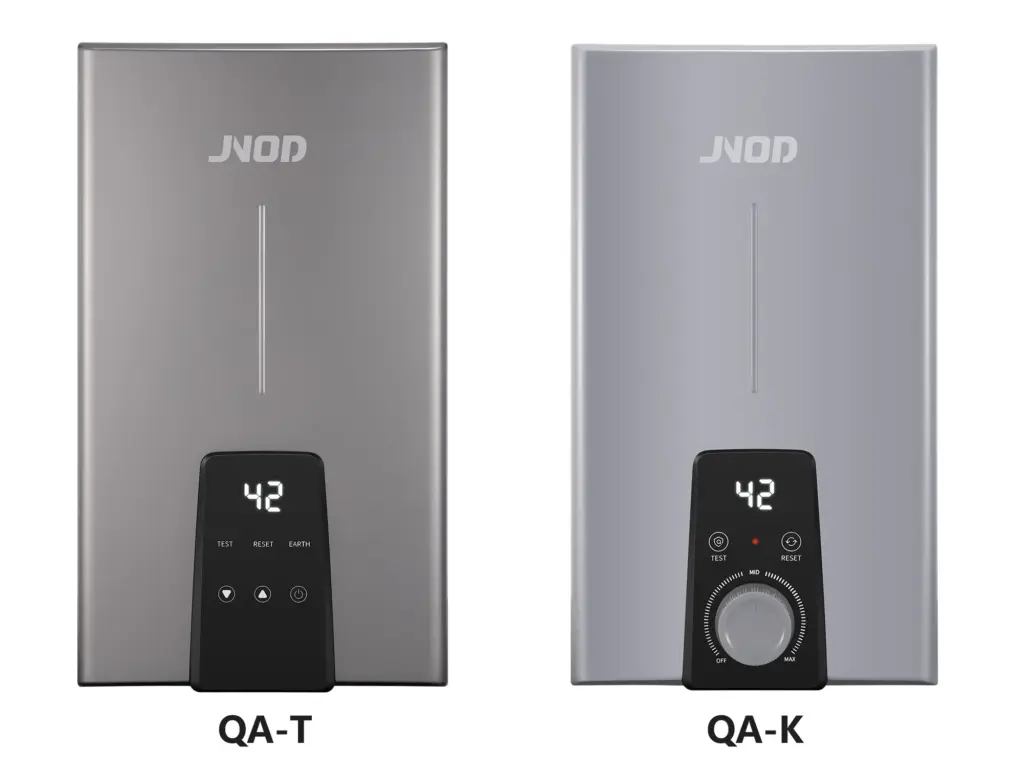 Calentador de agua eléctrico instantáneo para ducha comercial de la serie QA-T de JNOD con pantalla digital LED e interfaz táctil