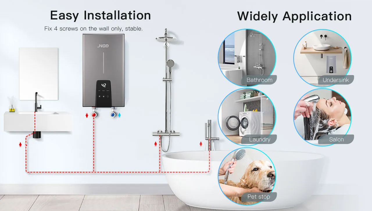 bomba de refuerzo de CC opcional para calentador de agua eléctrico instantáneo JNOD QA-T baja presión de agua