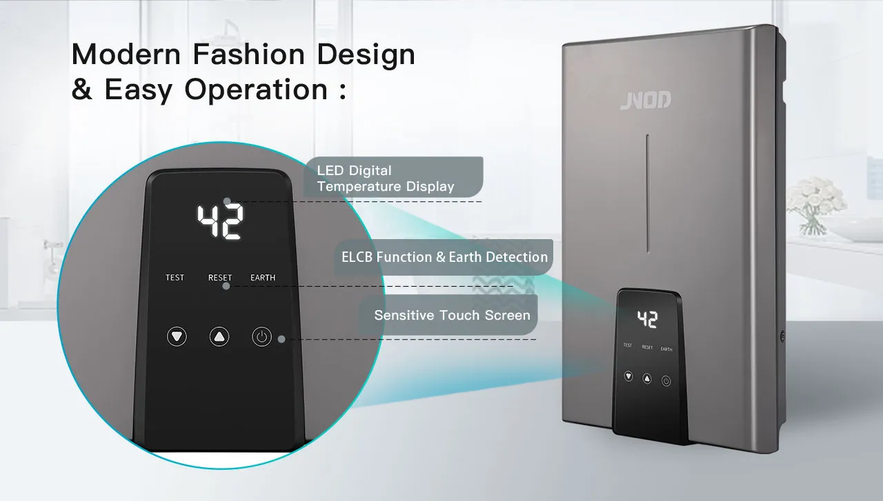 El calentador de agua eléctrico termostático JNOD QA-T mantiene la temperatura constante en más o menos 1 grado
