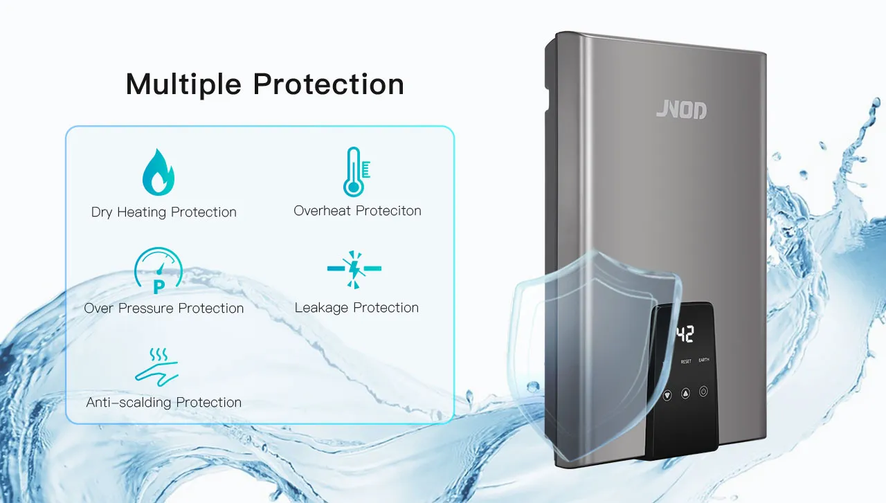 Calentador de agua instantáneo serie QA-K de JNOD con interruptor de botón continuo para el ajuste manual de la temperatura