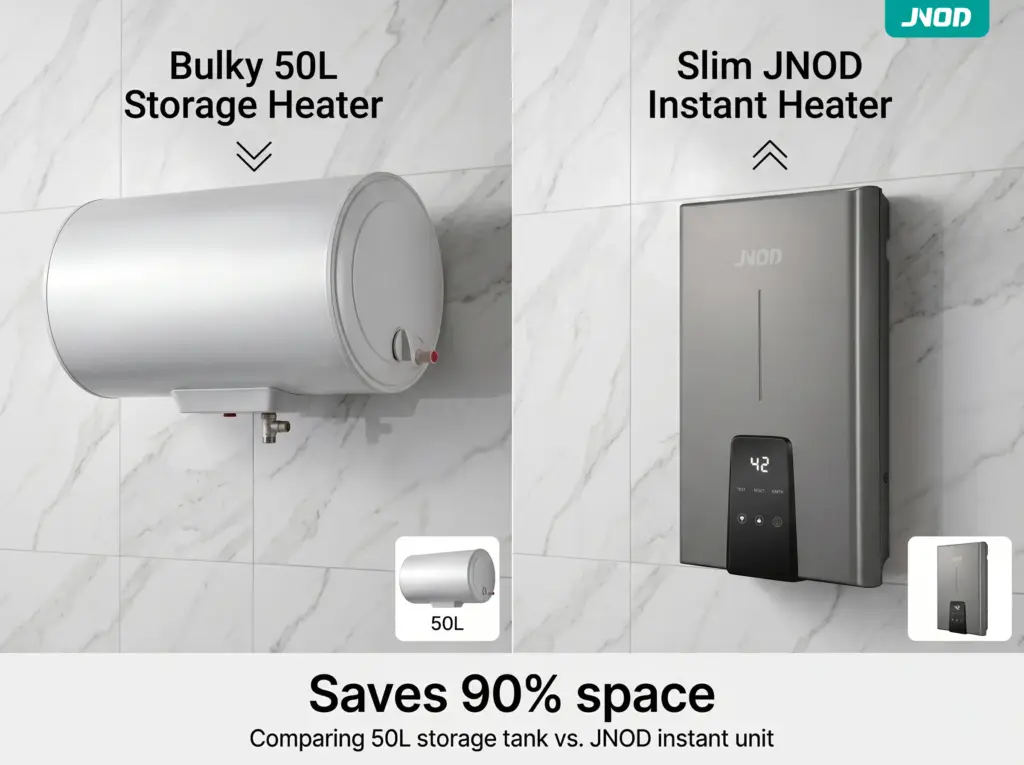 JNOD compact instant electric water heater for tiny home bathroom