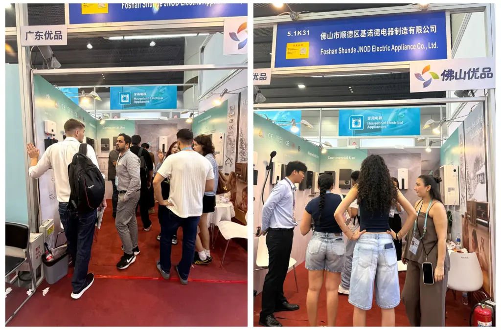 عرض تجريبي مباشر لسخان المياه الكهربائي الفوري JNOD للمشترين الدوليين