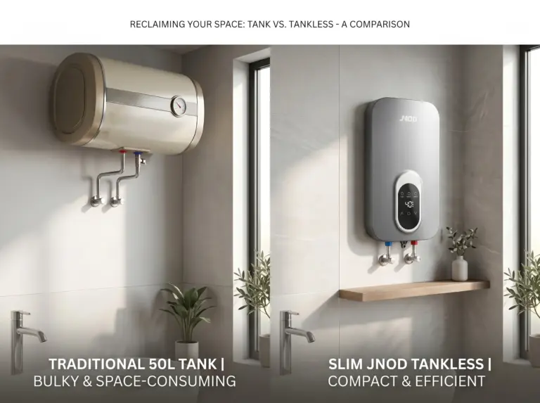 JNOD tankless vs storage tank water heater energy efficiency chart