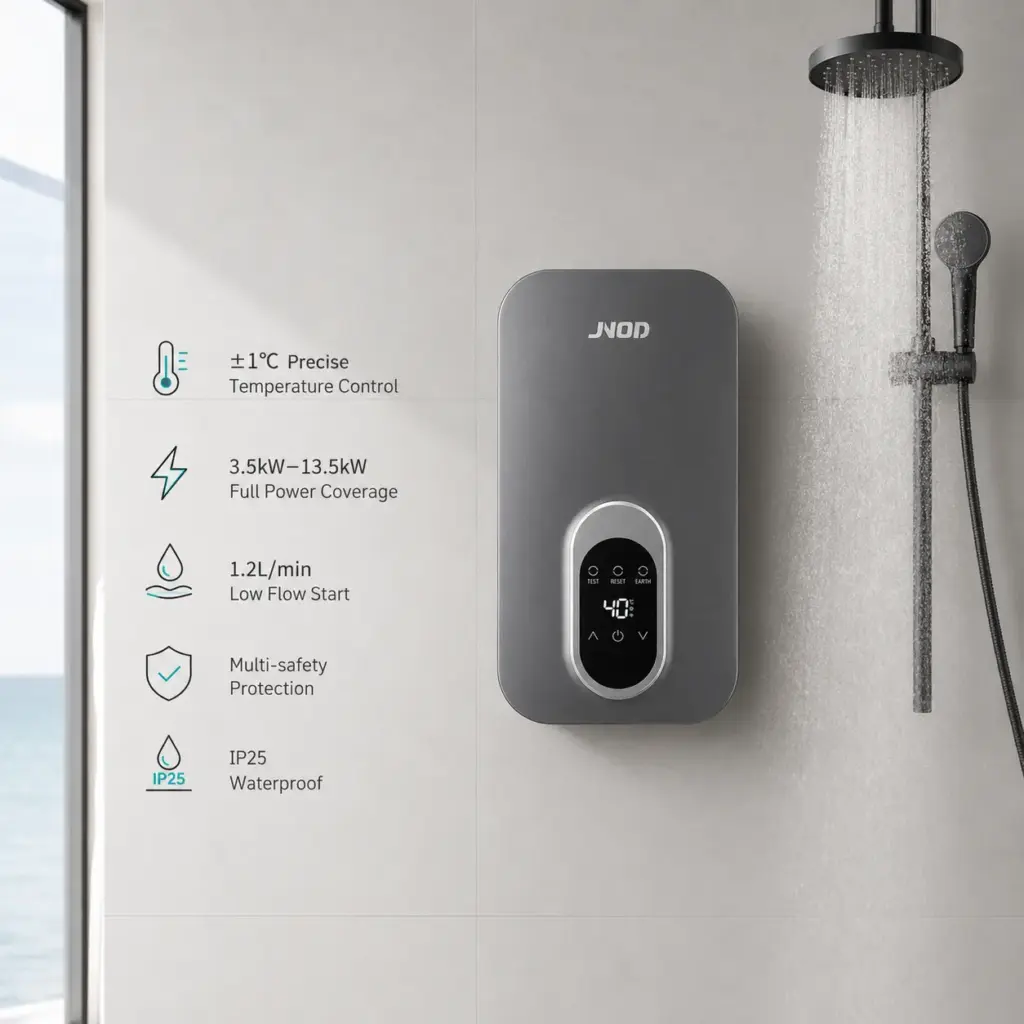 JNOD tankless electric water heater sizing guide for shower